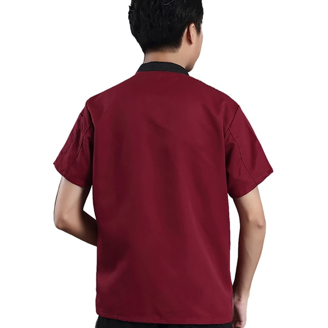 QualitChoice Vêtements de Cuisine à Manches Courtes pour Hommes Accessoires de Restauration Uniforme Unisexe pour Barbecue Rouge 3TG