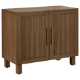 thumbnail image 1 of Bouclair Walnut Wood Veneer Fluted Two Door Sideboard Cabinet with 2 Interior Shelves, 1 of 6