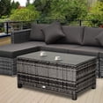 thumbnail image 2 of Outsunny Rattan Outdoor Coffee Table with Tempered Glass Top, Mixed Grey, 2 of 10