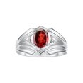 thumbnail image 1 of RYLOS Men's Rings 14K White Gold Rings Classic Designer Style 9X7MM Oval Gemstone & Diamond Ring Garnet January Birthstone Rings For Men Size 11, 1 of 7