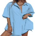 thumbnail image 2 of Chemise à Manches Courtes à Manches Courtes + Ensemble Shorts pour Femmes Élégantes, 2 of 8