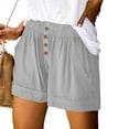 thumbnail image 2 of Timegard Shorts for Women Wide Leg Elastic High Waisted Button Summer Casual Lightweight with Pockets, 2 of 6