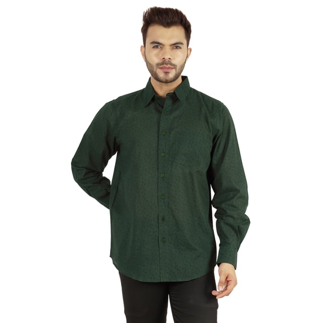 Bestman Chemise Imprimée pour Hommes à Manches Longues avec Poignets Chemise en Coton Flammé Tenue de Bureau