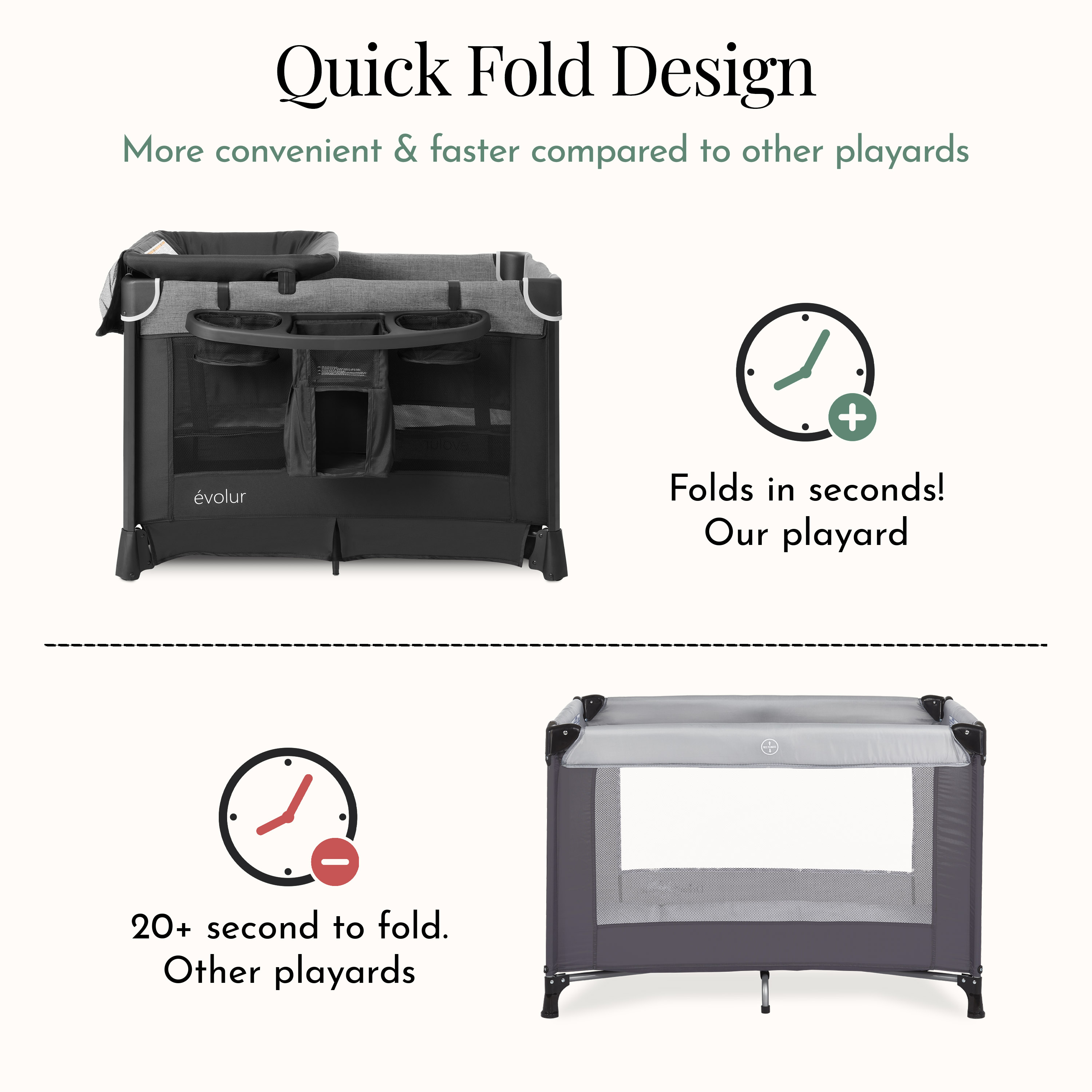 Evolur Cozy Cove Deluxe Playard, Black