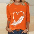 thumbnail image 2 of Dadaria Chemise Orange pour Femmes Hauts Manches 3/4 T-Shirt Col Rond Grande Taille Tee Été Chandail Blouses L, 2 of 5