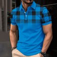 thumbnail image 2 of Sentmoon T-Shirts Grande Taille Coupe Ample Col Rabattu Manches Courtes Extensible Hauts pour Hommes Chic Décontracté Imprimé à Carreaux Tenues de Vacances pour Hommes Actif pour Course et Entraînement au Gym TTG, 2 of 6