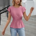 thumbnail image 2 of Zpanxa Women's Chiffon Blouse with Flutter Ruffle Sleeves and Fitted Waist, Solid Color Top, 2 of 4