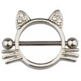 thumbnail image 3 of Nipple Ring Cat Shape 2PCS Stainless Steel Nipple Barbell Body Piercing Jewelry, 3 of 6