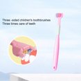 thumbnail image 3 of Transemion Triple Sided Toothbrush Soft And Gentle Protection Plastic Three Head Toothbrush For Cleaning A22 Peach Pink Child 1Set, 3 of 6