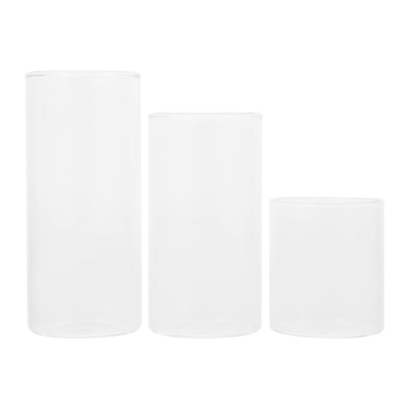 3pcs Cylinder Glass Candle Holders Hurricane Candle Holders Clear Glass Candle Cups for Weddings Centerpieces Home Decors