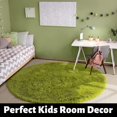 thumbnail image 3 of Bestkoko Round Area Rug for Bedroom,3x3 ft,Fluffy Rugs,Shag Carpet for Living Room,Fuzzy Rug for Kids Baby Room,Large Anti-Slip Rug,Green Carpet,Home Decor,Bedside Rug, 3 of 9