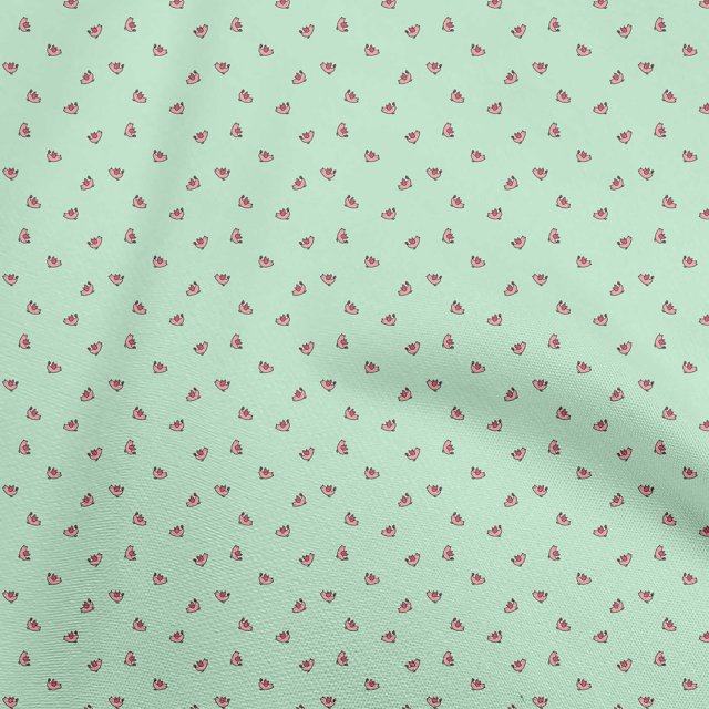 oneOone Polyester Spandex Mint Green Fabric Bird Sewing Material Print Fabric By The Yard 56 Inch Wide
