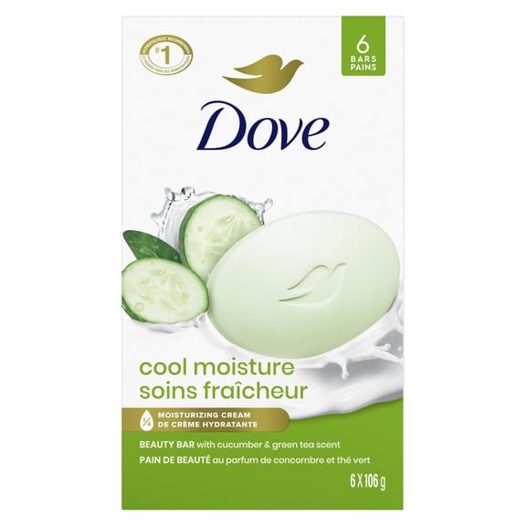 Dove Beauty Bar 1/4 Moisturizing Cream Cool Moisture, 106 g (6 bars)