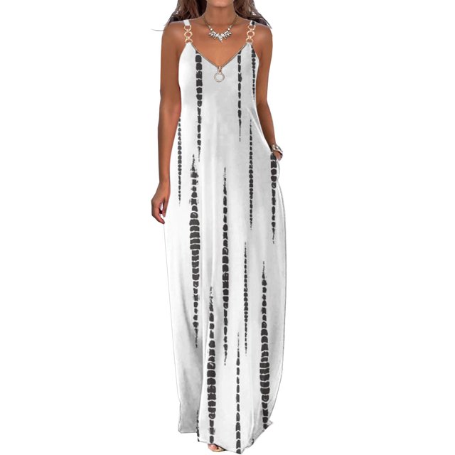 SMihono Robe d'Été Bohème pour Femmes Grande Taille Robes d'Été Décontractées Boho Imprimé Cerceau Robe Longue Maxi de Plage avec Poches