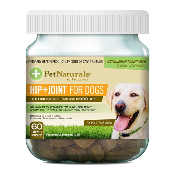 Pet Naturals , Bouchées Hanches et Articulations pour Chiens, Saveur de Canard, Pot de 60