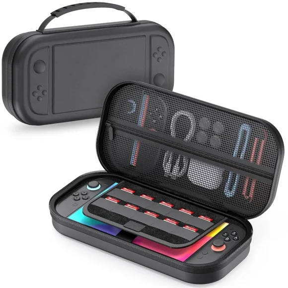 Switch 2 Large Capacity Carrying Case for Nintendo Switch 2 (2025), Portable PU Hard Travel Case with Pockets for Accessories and Game Cards, Slim Protective Bag for Switch 2 Holds 10 Game Cart