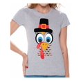 thumbnail image 1 of Awkward Styles Thanksgiving T-Shirt Turkey Face Shirts for Women, 1 of 4