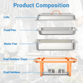 thumbnail image 3 of Ensemble de Plats Anti-Frottement pour Buffet, Lot de 2/4/6 Réchaud à Aliments en Acier Inoxydable 8 Qt Ensemble Complet de Chafer avec Moule à Eau, Support de Carburant Anti-Frottement pour Traiteur de Fête, 3 of 8