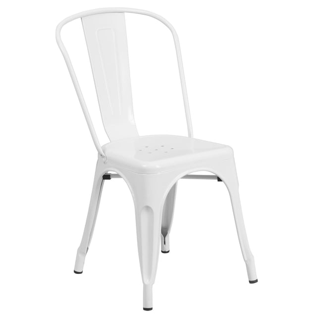 White Metal Indoor-Outdoor Stackable Chair