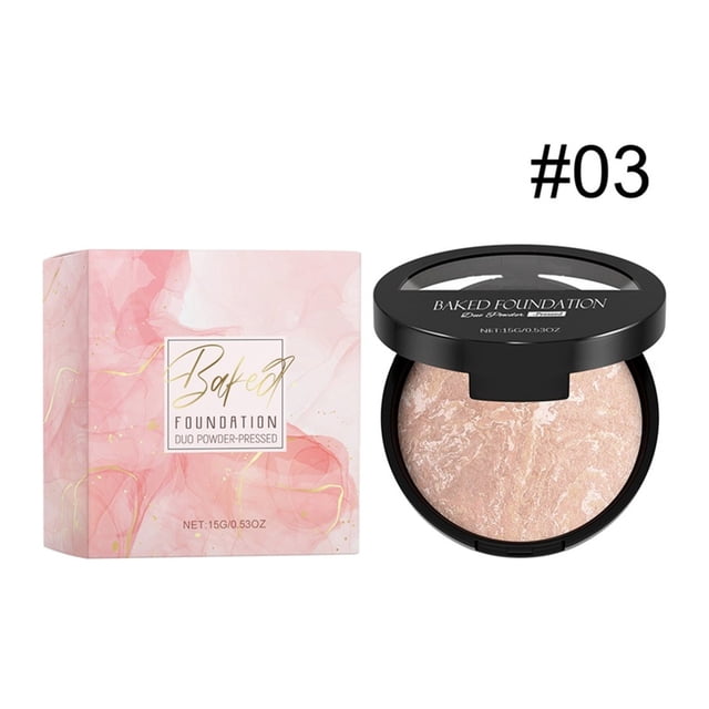 YoGold Poudre Fixatrice de Maquillage Marbrée Cuite, Fini Lumineux Imperméable Résistant à la Transpiration Fond de Teint Dissimulant, 24 H Sans Transfert Sans Bavure Contrôle de l'Huile Poudre Compacte Base de Maquillage 15 g Rose C