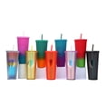 thumbnail image 4 of 710ML24OZ Large Capacity Water Cup Fully Studded Matte Tumbler Reusable Cup with Wide Opening Leak-Proof Lid Straw, 4 of 7
