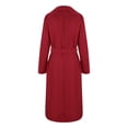 thumbnail image 3 of WRKEKC Women's Belted Trench Coat Long Length Button Front Solid Color Fall Casual Office Wear Transitional Layer Plus Size Available Wine L, 3 of 6
