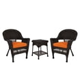 thumbnail image 1 of Jeco 3 Piece Wicker Conversation Set in Espresso with Orange Cushions, 1 of 10