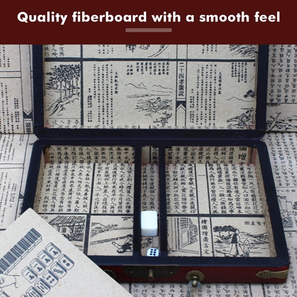 Ensemble de mahjong chinois HOYYT, ensemble de mahjong numéroté chinois 144 tuiles, jeu de mahjong portable chinois avec boîte