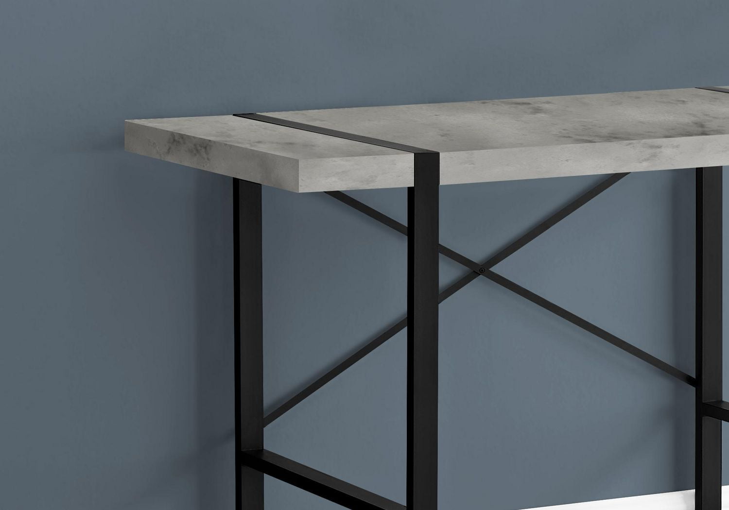 Monarch Specialties Bureau, Bureau À Domicile, Ordinateur Portable, 48"l, Travail, Métal, Stratifié, Gris, Noir, Contemporain, Moderne