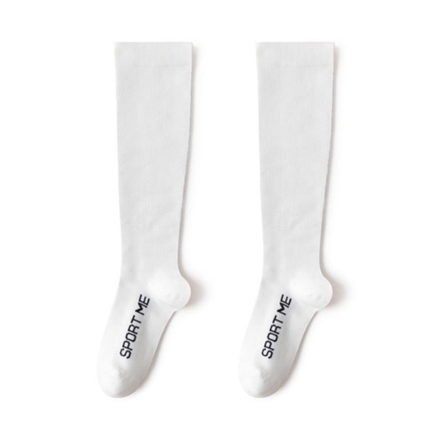 Visland 1 Pair Compression Stockings Striped Stretchy Long Tube Anti-Fatigue Sporty Socks for Running Climbing Riding