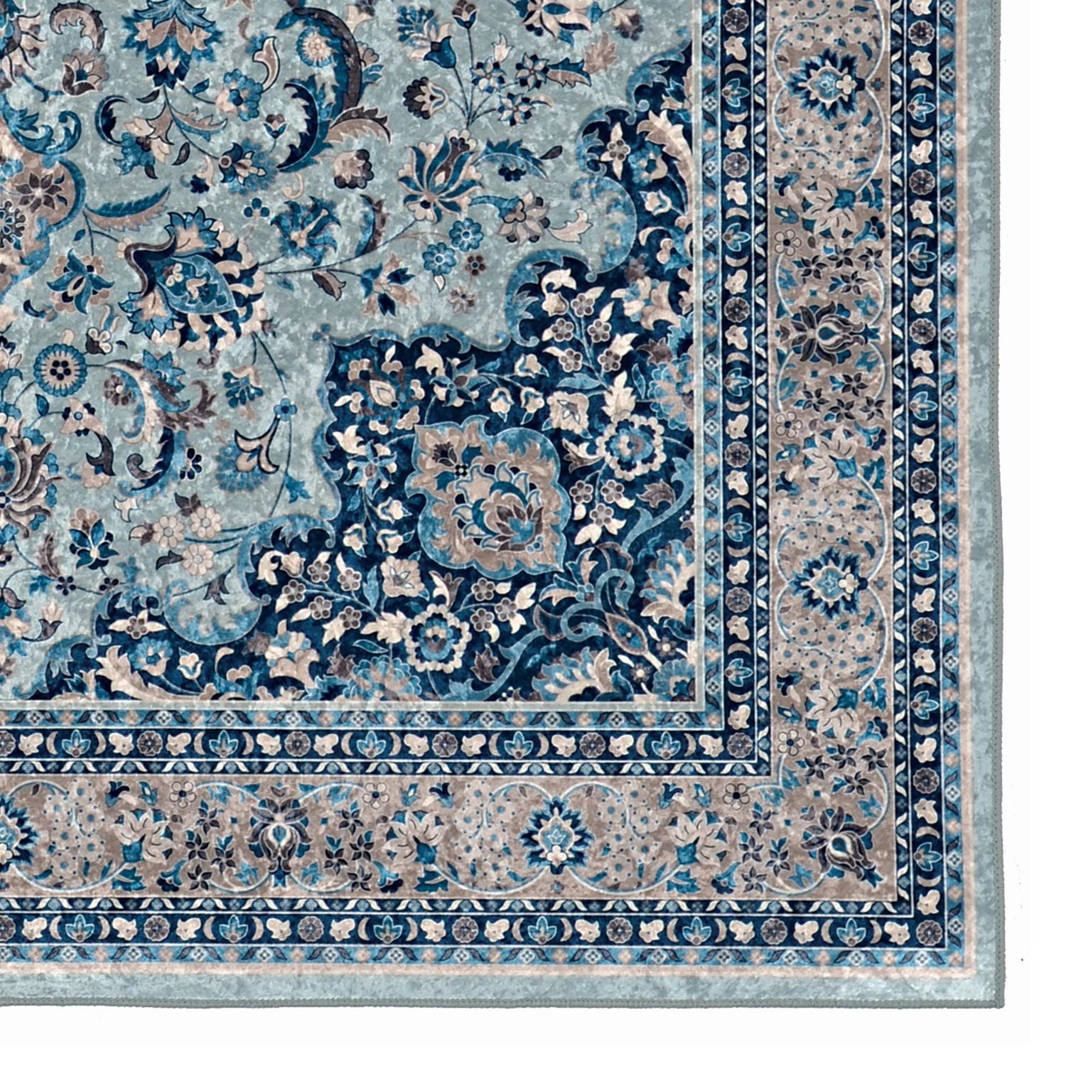 Tapis Emerald Paulson crème & bleu de 5 pi x 7 pi