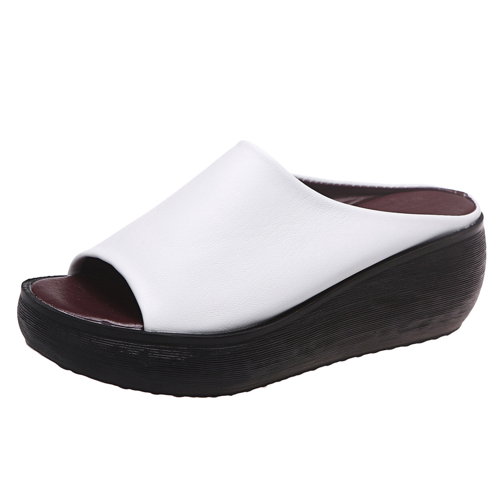 HBFAGFB Sandals Women Retro Spring and Summer Simple Slip on Wedge Slippers Daily Going Out White Size 8.5