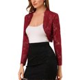 thumbnail image 2 of Kmbangi Floral Lace Cardigan+ See-through Scalloped Long Sleeve Crop Tops, 2 of 5