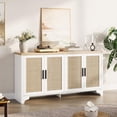 thumbnail image 3 of 4-Door Sideboard Buffet Cabinet, Natural Rattan Storage Cabinet with Storage, Boho Entryway Console Table, Farmhouse Coffee Bar Station with 4 Doors for Dinning Room, Living Room, Kitchen, 3 of 6