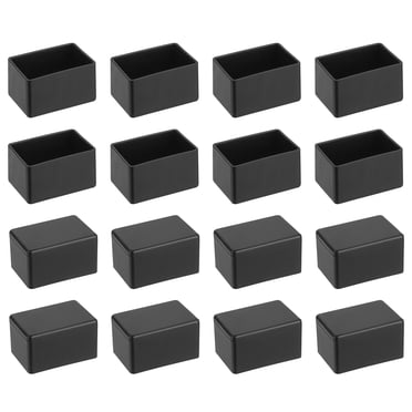 Lot de 20 Protège-Planchers Rectangulaires pour Pieds de Chaise, Housse de Pieds de Table 1 Pouces x 1-1/2 Pouces, Noir