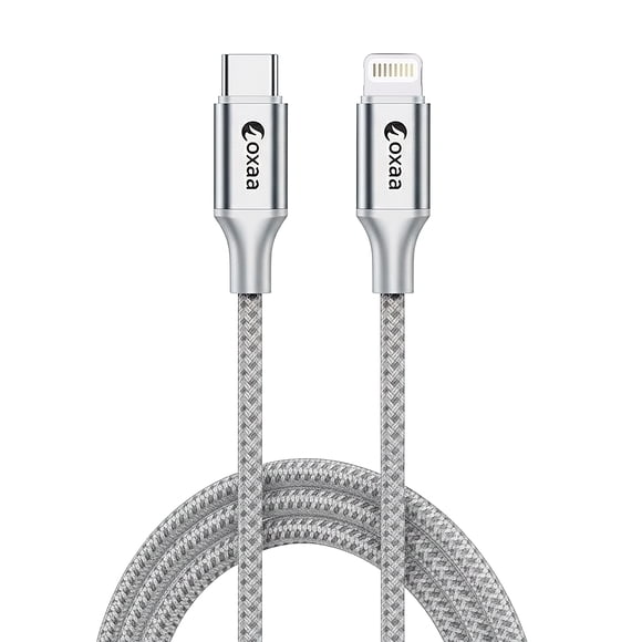 OXAA Câble USB-C vers Lightning 30 W – Charge Rapide, Câbles Tressés Certifiés MFI pour Appareils iOS