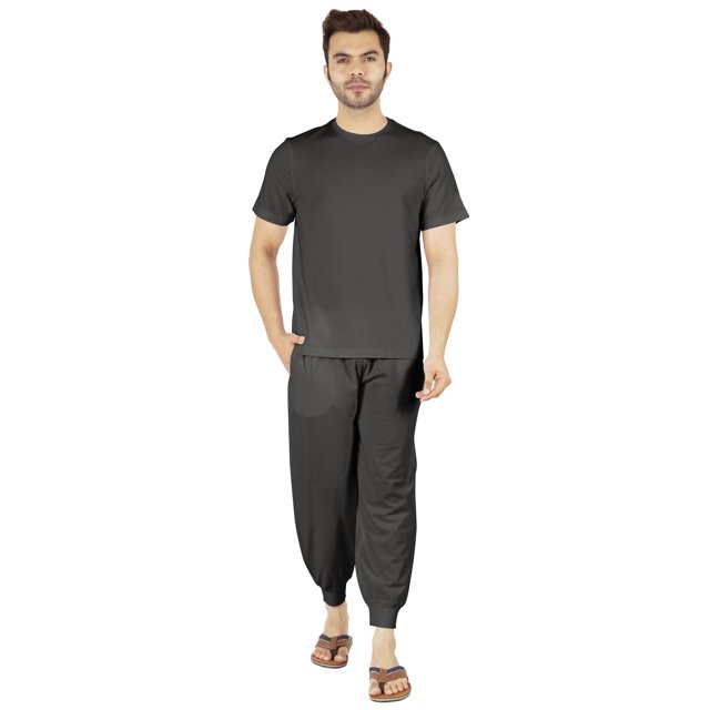 Inkmeso Ensemble de Pyjama Uni pour Hommes, Manches Courtes, Vêtement de Nuit à Col Rond, Ensemble de Pj
