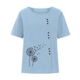thumbnail image 3 of Blouses à Manches Courtes pour Femmes Mode Femmes Été Ample Imprimé T-Shirt à Col Rond Manches Courtes Blouse Décontractée T-Shirts d'Été pour Femmes Blouse à Manches Courtes Femmes T-Shirts Été, 3 of 4