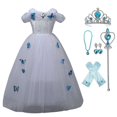 thumbnail image 1 of Girls Princess Dress with Butterflies 5 Layers Fancy Dress Up Costume, 1 of 6