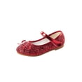thumbnail image 1 of Woobling Ballerines Mary Jane Basses pour Filles, Chaussures de Robe à Paillettes, Chaussures de Princesse Scintillantes, Mariage, Décontractées, Bout Rond, Ballerine Plate Rouge 4Y, 1 of 5