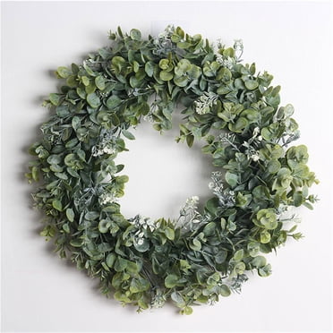 Dvkptbk Wreaths for Front Door Simulation Wreath Welcome Door Decoration Green Wreath Wooden Sign Pendant Home Decor on Clearance