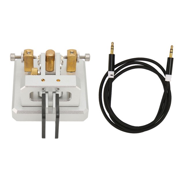 CW Morse Code Key, Auto Morse Telegraph Key Double Paddle Portable Continuous Transmitter Metal Body Lightweight For Indoor Silver