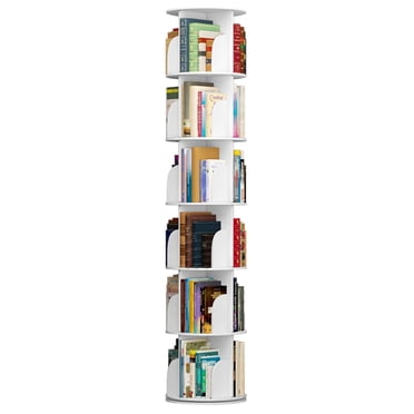 TOYTEXX Bibliothèque Rotative à 6 Niveaux, Organisateur Empilable en Bois à 360° pour la Maison et le Bureau (Blanc), Adultes