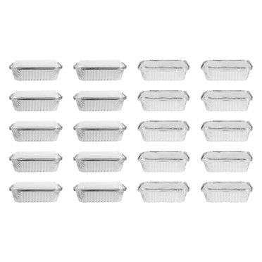 20pcs Disposable Foil Pans Tin Foil Barbecue Box Food Container with Lids