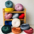 thumbnail image 2 of Coussin Rond en Velours pour la Maison, Décoration, Coussin Rond Plissé pour Canapé, Chaise, Lit, Voiture (Orange), 2 of 4