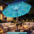 thumbnail image 2 of Gymax Parasol de Marché Extérieur Solaire pour Table avec 104 Lumières DEL Fluides à Changement de Couleur Turquoise, 2 of 10