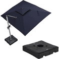 thumbnail image 1 of PURPLE LEAF 9 x 11FT Deluxe Rectangular Patio Umbrella with Base, Large Offset Cantilever Umbrella with 360° Rotation, Navy Blue, 1 of 14