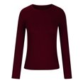 thumbnail image 4 of Dealovy Long Sleeve Shirts for Women Ribbed Knit Soft Crew Neck Basic Tight Tops Solid Casual Going out Tees, 4 of 5