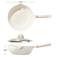 thumbnail image 2 of Carote 12" Wok Pan with Lid, Nonstick Cookware with Induction, All Stoves Compatible, Easy to Clean, White Granite, 2 of 7