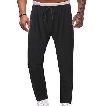 EGNMCR Men's Lightweight Pants, Cargo Pants Men, Linen Pants Men, Mens Casual Loose Fit Elastic Waist Pants Men's Sport Pants Solid Elastic Waist Trousers Tracksuit Pants With Pockets Men Pants